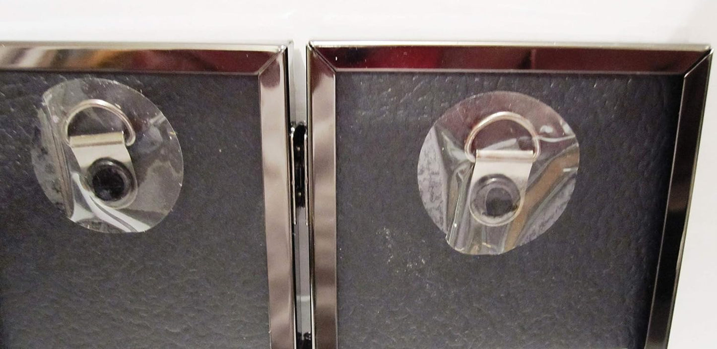 EXP Black Hinged Double Metal Picture Frame, 2.5x3.5, Tabletop or Wall Hang