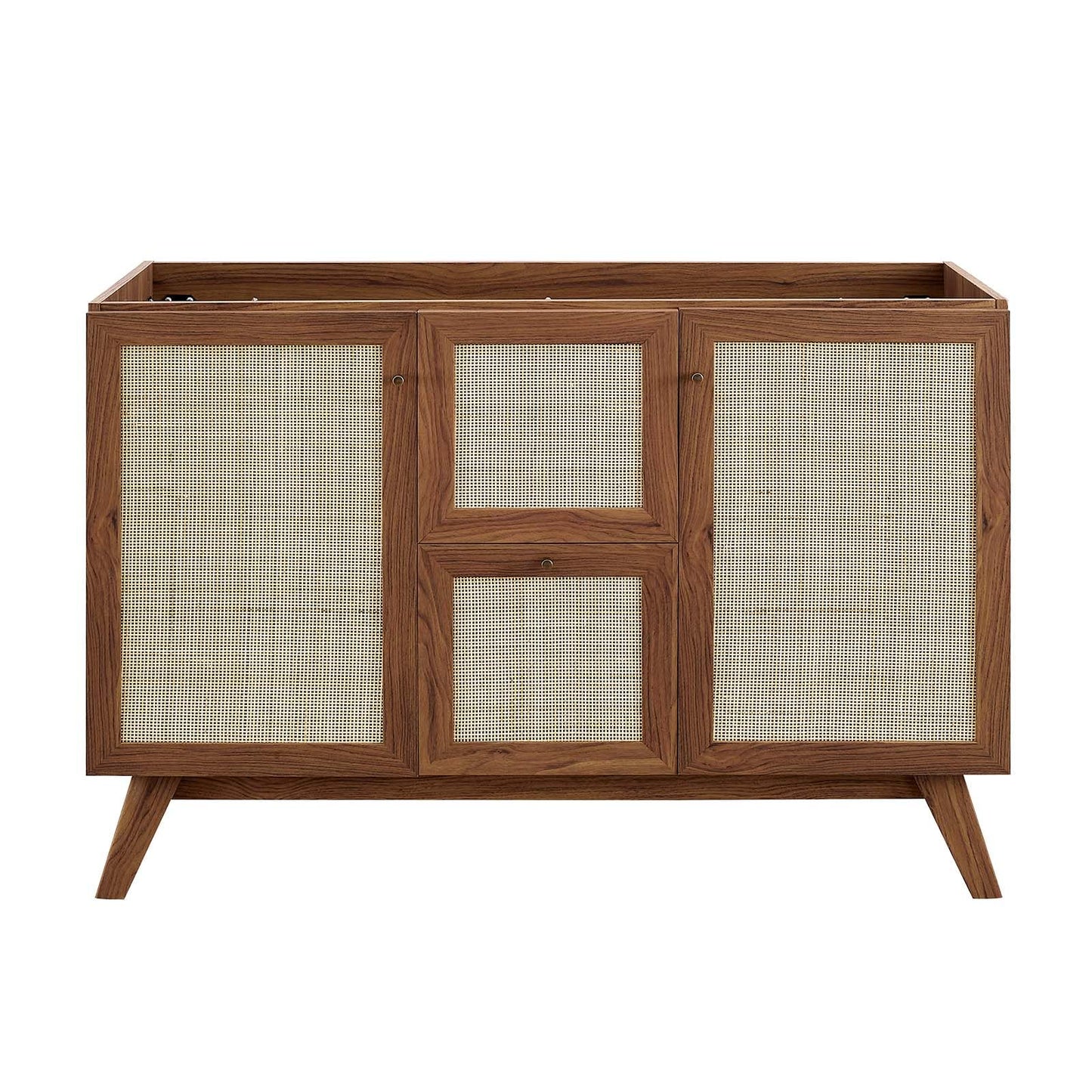 Modway Soma Rattan Weave Bathroom Vanity Cabinet Basin Not Included, 48” Single or Double Sink Compatible, Walnut