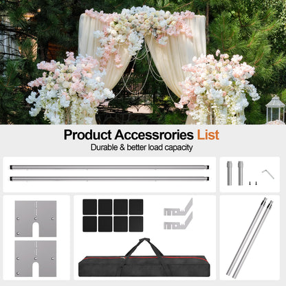 GLOSHOOTING Heavy Duty Backdrop Stand - 10x10ft, Double Crossbar Pipe and Drape Stand Kit, Adjustable Metal Frame for Wedding & Birthday Party Decorations