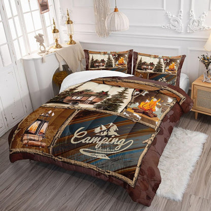 Smell Sunshine Camping Cabin Comforter Set for Kids Teens,Outdoor Adventure Campfire Comforter Set with 1 Comforter and 2 Pillowcases for Teens and Boys Bedroom All Season(Camping Cabin Twin)