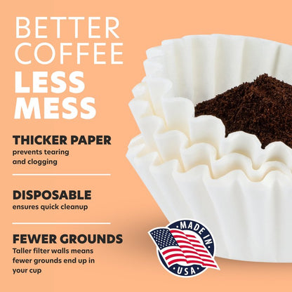 Tupkee Coffee Filters 4-6 Cups - 200 Count, Junior Basket Style, White Paper, Chlorine Free 5 Cup Coffee Filter, Made in the USA
