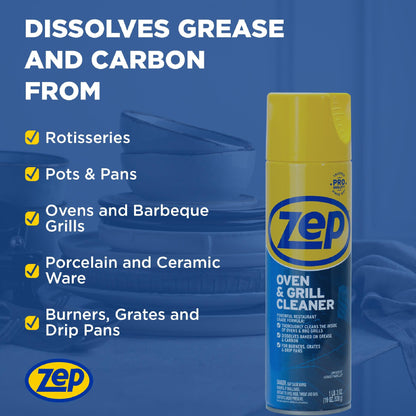 Zep Heavy-Duty Oven and Grill Cleaner - 19 oz (Case of 2) ZUOVGR19 - Dissolves Grease on Contact, on Burners, Grates and Drip Pans