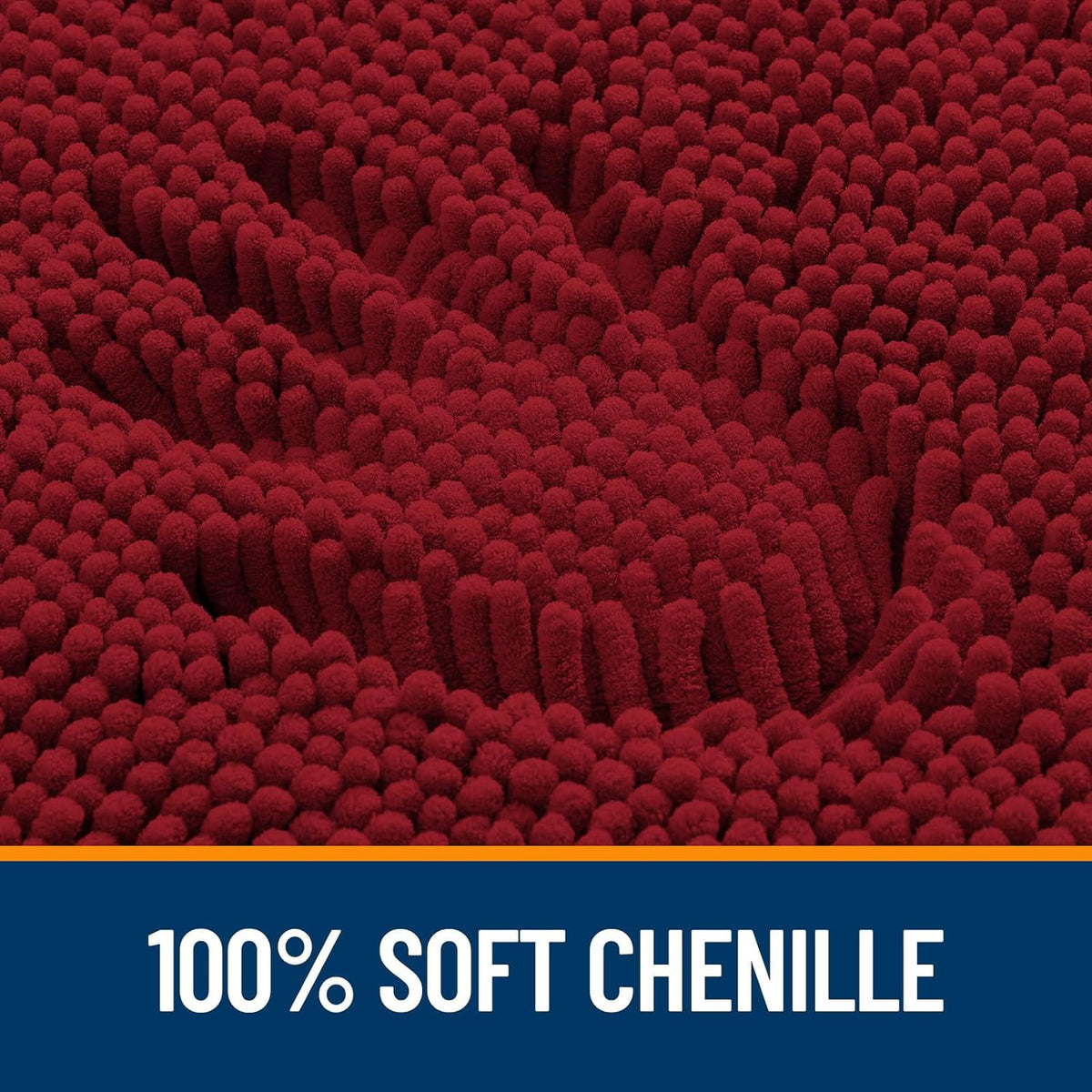OLANLY Bathroom Rugs - Extra Soft Absorbent Chenille Bath Mats | 36x24, Quick Dry, Machine Washable, Red