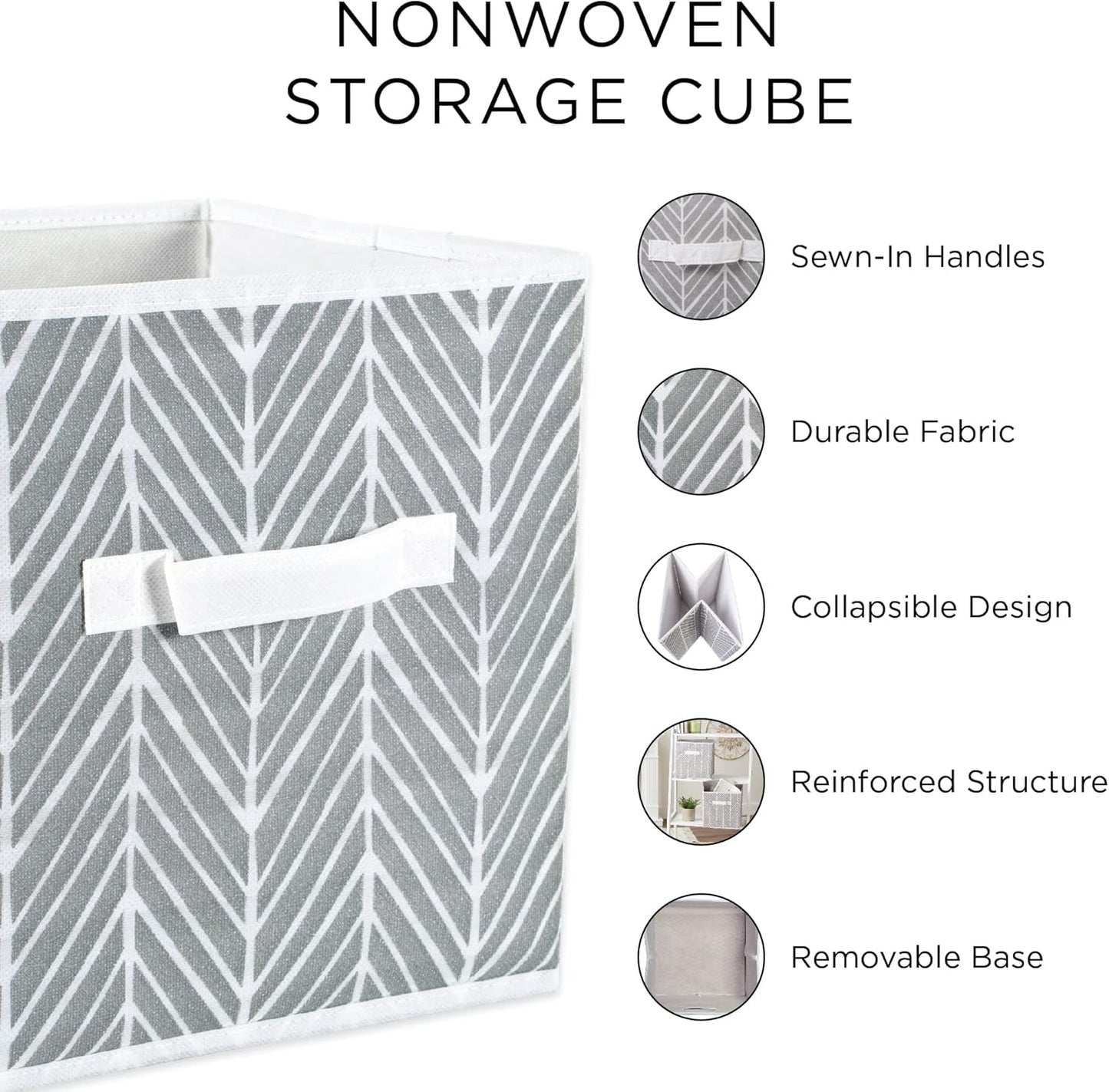 DII Non Woven Fabric Storage Bin Collection, Collapsible Organizer Cube, Small Set, Black, 2 Count