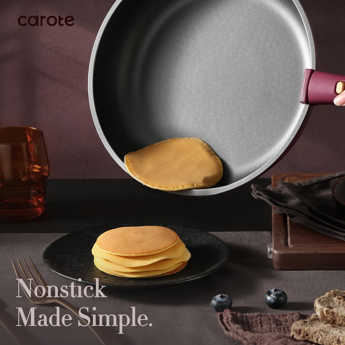 CAROTE 21pcs Pots and Pans Set, Nonstick Cookware Set Detachable Handle, Induction Kitchen Cookware Sets Non Stick with Removable Handle, RV Cookware Set, Gold and Purple