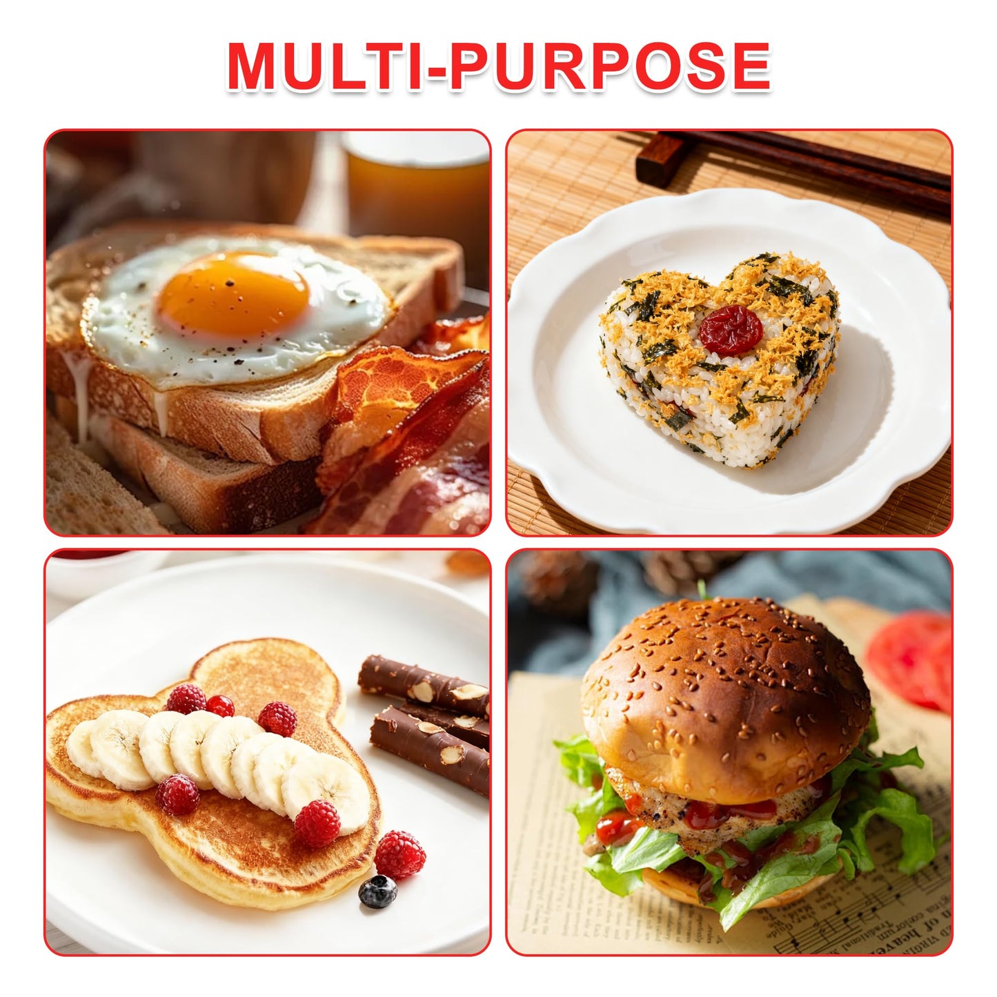 Egg Molds Egg Shaper Egg Ring Pancake Maker with Handle-6PCS