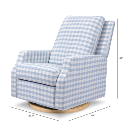 Namesake Crewe Glider Recliner Nursery Chair - GREENGUARD Gold & Certi-PUR US Certified Rocker Recliner - Glider Rocking Chair for Nursery & Living Room - Electronic, 270° Swivel, Blue Gingham