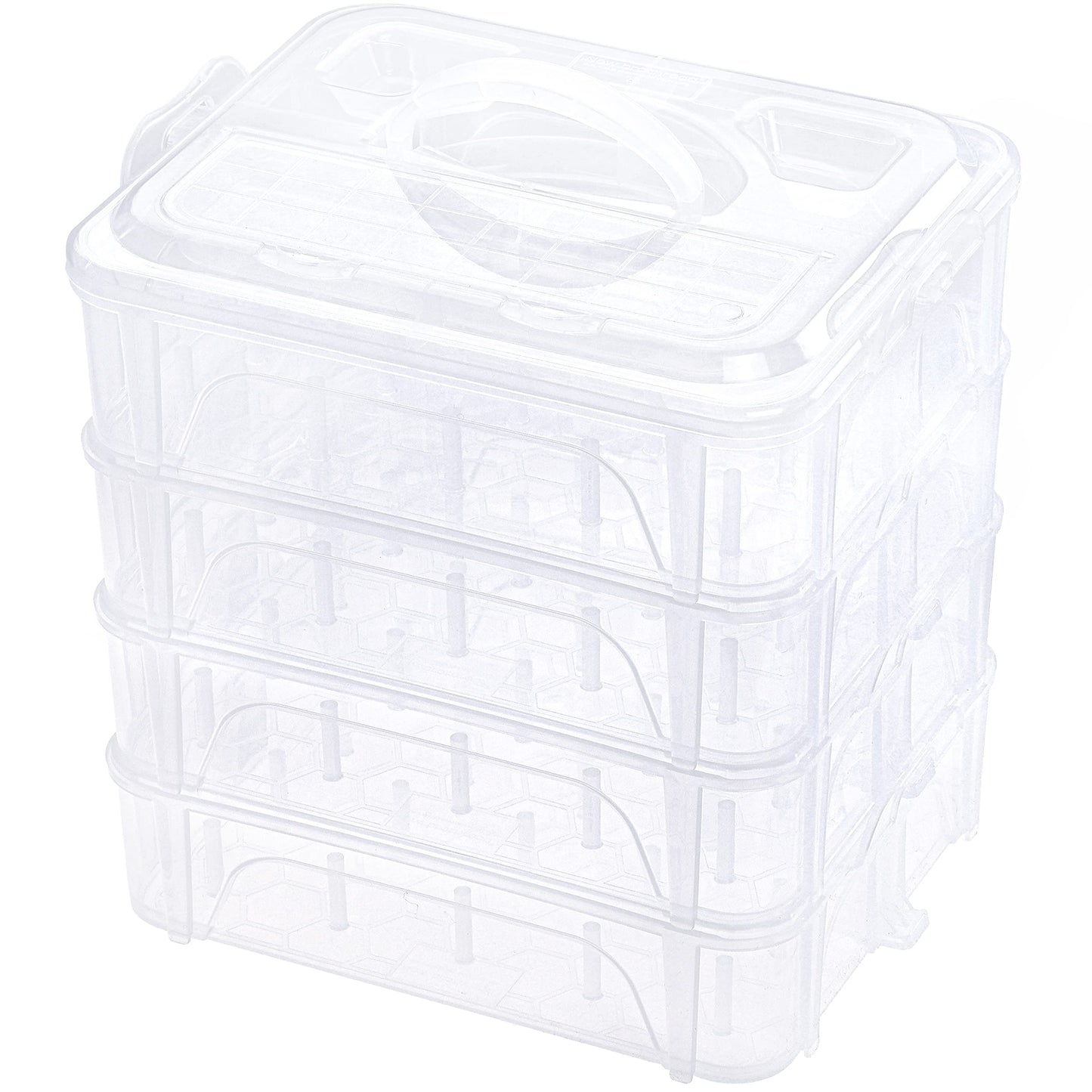 New brothread 4 Layers Stackable Clear Storage Box/Organizer for Holding 80 Spools Home Embroidery & Sewing Thread (Spool Size Requirement: Height≤2.2"/5.6CM; Width≤1.69"/4.3CM)