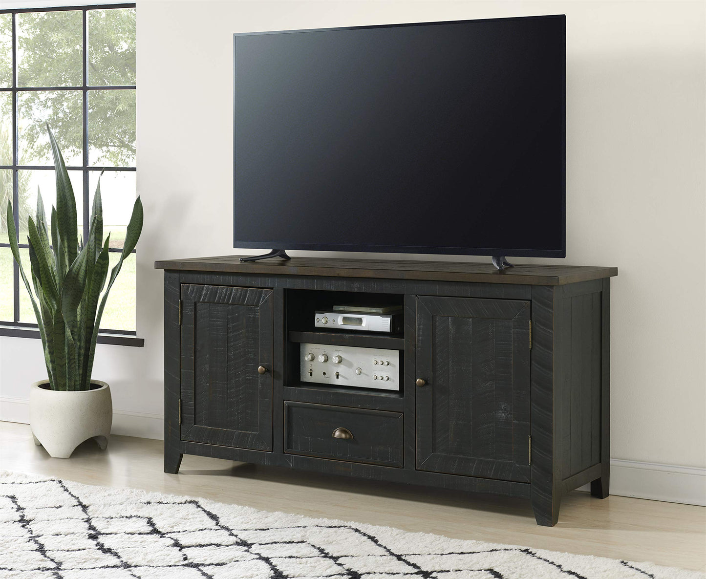 Martin Svensson Home Monterey TV Stand, Black with Brown Top