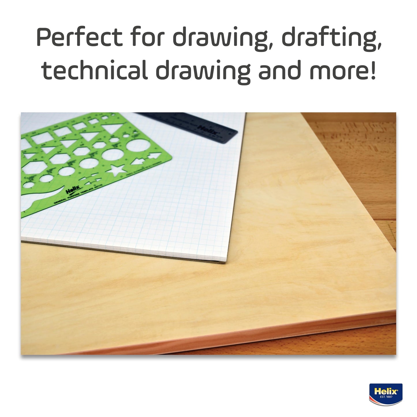 Maped - Helix Wooden Lightweight Drawing Board 16 x 21 Inch - Sketching Outdoors - Precision Metal Edge - Ensures Accuracy and Stability - Durable, Portable, Versatile