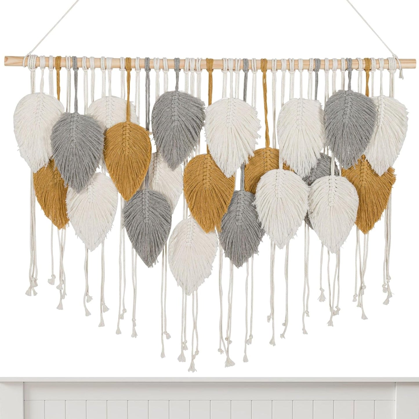 Generic 39 29.5 Large Macrame Wall Hanging Decor Handmade Cotton Cord Boho Room Decor for Bedroom, Nursery, Office W x