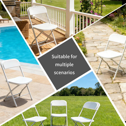 YLGJ&TIDY Plastic Folding Chair Set, Heavy Duty Stackable with Sturdy Frame,No Assembly Required Comfortable Indoor Outdoor Portable Chairs for Party Wedding Office (White PP, 20 Pack)
