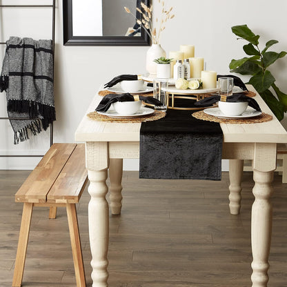 DII Velvet Collection Table Runner, 14x108, Black
