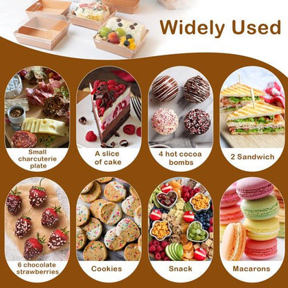 IFUCTYE 50 Pack Charcuterie Boxes with Clear Lids - Small Charcuterie Boxe 4 Inch Dessert Boxes for Presenting and Transporting an Assortment of Slice Cakes, Strawberries and Other Delicacies