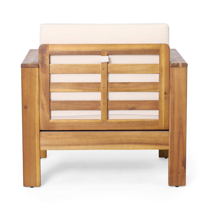 Christopher Knight Home Louver Club Chairs, Teak + Cream