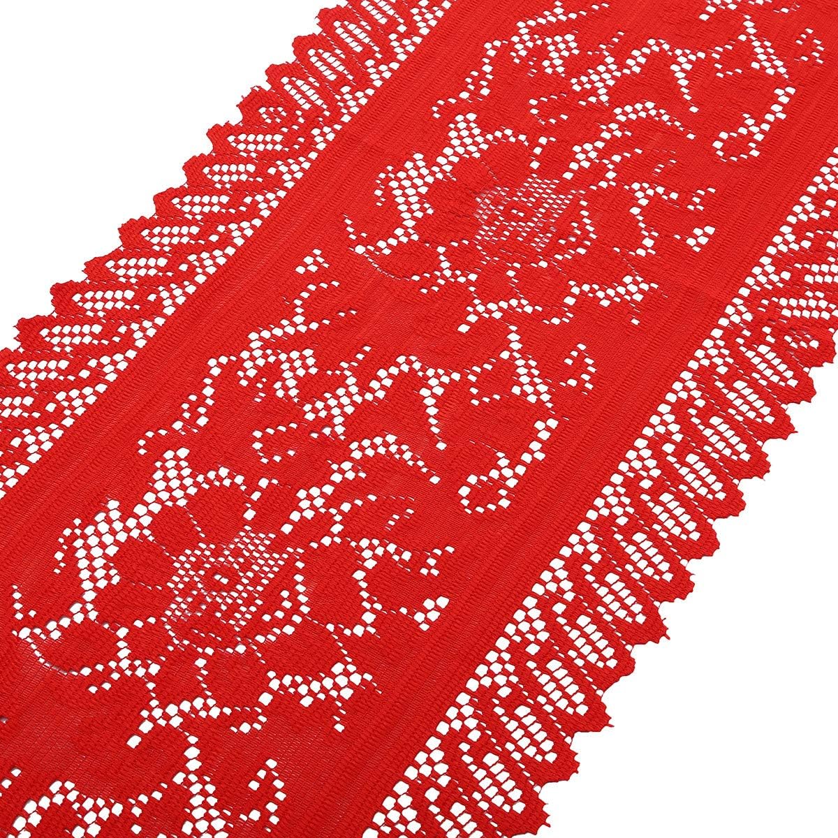 13 35 Inch mookaitedecor Lace Table Runner for Wedding Party Coffee Table Decor Red, x