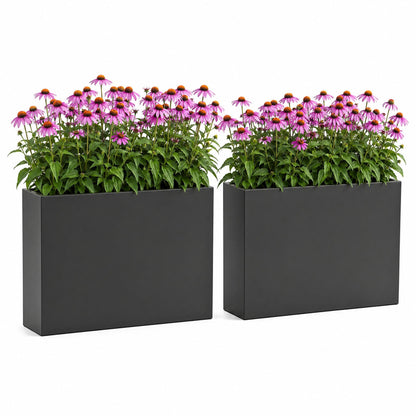 GarveeTech Carbon Steel Planter Box, 2 Pack, 38" Lx10 Wx30 H Raised Garden Bed with Drainage Holes, Heavy-Duty Metal Plant Container, Outdoor Rectangular Planter for Flowers Vegetables Herbs & Shrubs