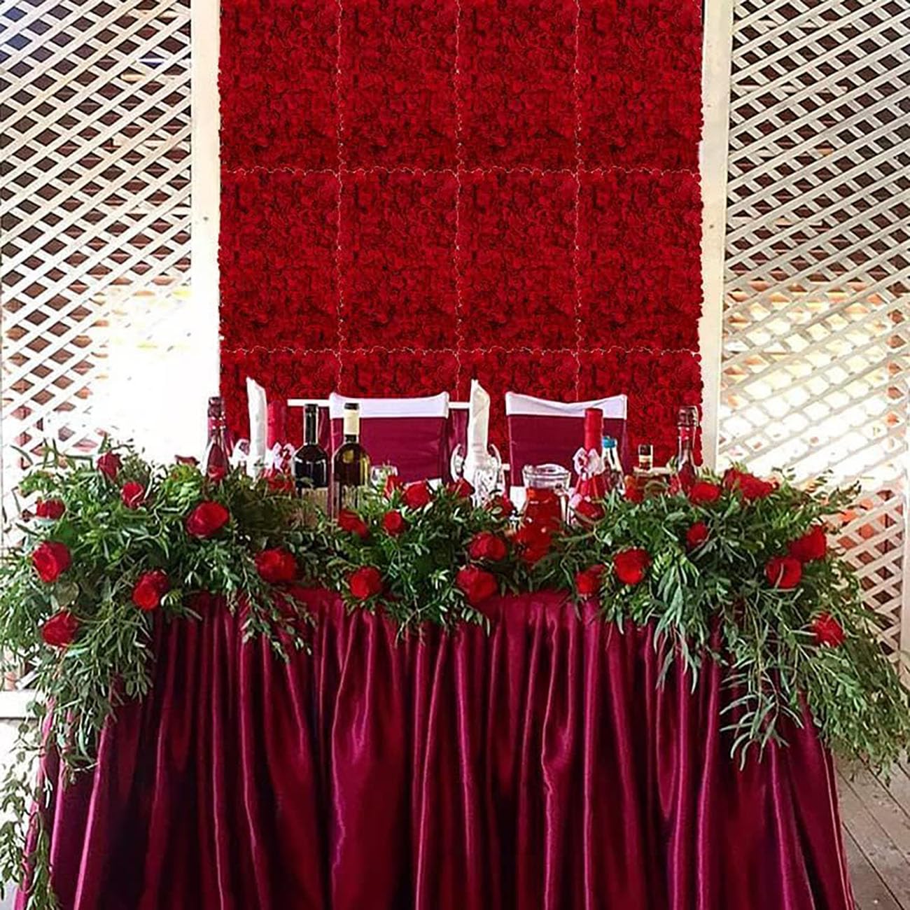 Wiyrexiy Flower Wall Backdrop, Artificial Flower Wall Pack of 6, 15.7x23.6 Inches Rose Wall, Rose Wall Backdrop Red, Flower Panels for Party, Wedding, Birthday, Indoor & Outdoor