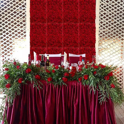Wiyrexiy Flower Wall Backdrop, Artificial Flower Wall Pack of 6, 15.7x23.6 Inches Rose Wall, Rose Wall Backdrop Red, Flower Panels for Party, Wedding, Birthday, Indoor & Outdoor