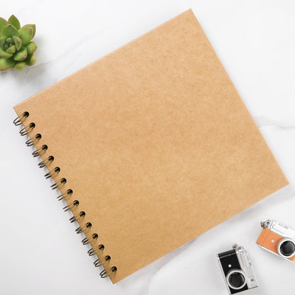 MEMOTOR Scrapbook 10 x 10 Inch DIY Photo Album, Memory Book for Parents and Kids, Hardcover Kraft Paper Brown 20 Sheets/ 40 Pages