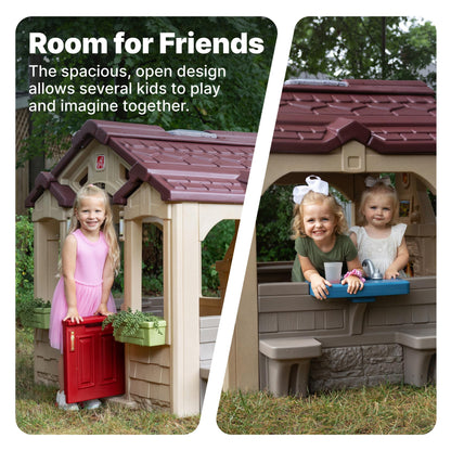 Step2 Charming Cottage Kids Playhouse, Indoor and Outdoor Clubhouse Playset, Interactive Sounds, Toddlers 2+ Years Old, Easy to Assemble