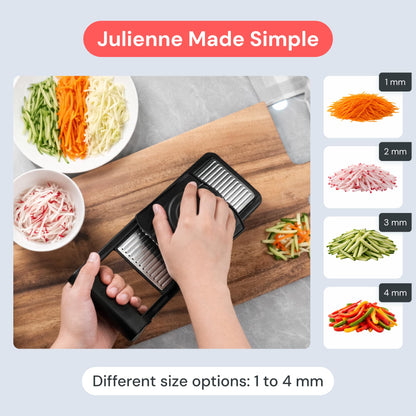 Fullstar 2 in 1 Stainless Steel Mandoline - Adjustable Thickness (1-4mm) - Vegetable Slicer with Julienne Blade for Potatoes, Fruits, Vegetables and Cheese, Food Prep Cutter for Easy Meal Prep