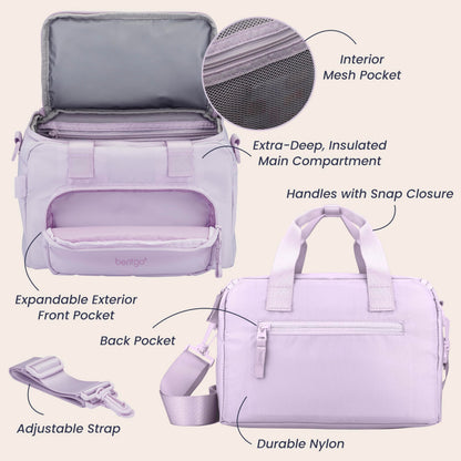 Bentgo Insulated Lunch Bag – Extra-Large Capacity Adult Lunch Bag with Shoulder Strap and External Storage Compartment, Durable, Lightweight, Ideal for Work, School, & Meals On the Go (Lavender)