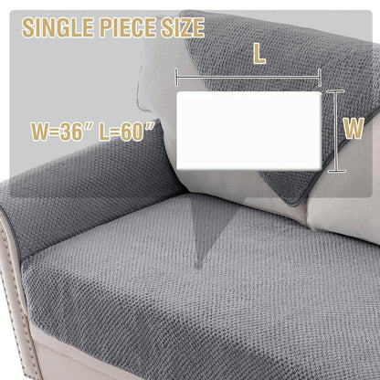 H.VERSAILTEX Waterproof Couch Cover Plush Sofa Cover with Strap Soft Anti Slip Sofa Slipcovers for 2 Cushion Couch Chaise Couch Protector Cover for Dogs Cats Kids,36x60'',Gray