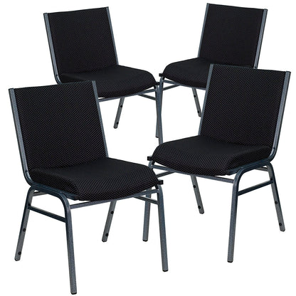 Flash Furniture 4 Pack HERCULES Series Heavy Duty Black Dot Fabric Stack Chair