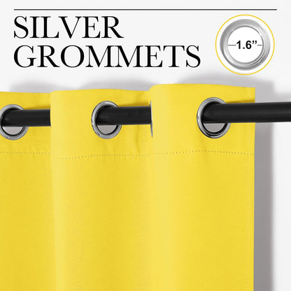 NICETOWN Thermal Insulated Bedroom Curtain Panels - Solid Bright Yellow Drapes, 55x68 Inches, 1 Pair