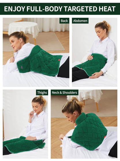 Vofuoti Heating Pad for Neck and Shoulders, Portable Heating Pad with Massager and Battery, Weighted Electric Heated Neck Shoulder Wrap, 16'' x 22'', 2.2lbs