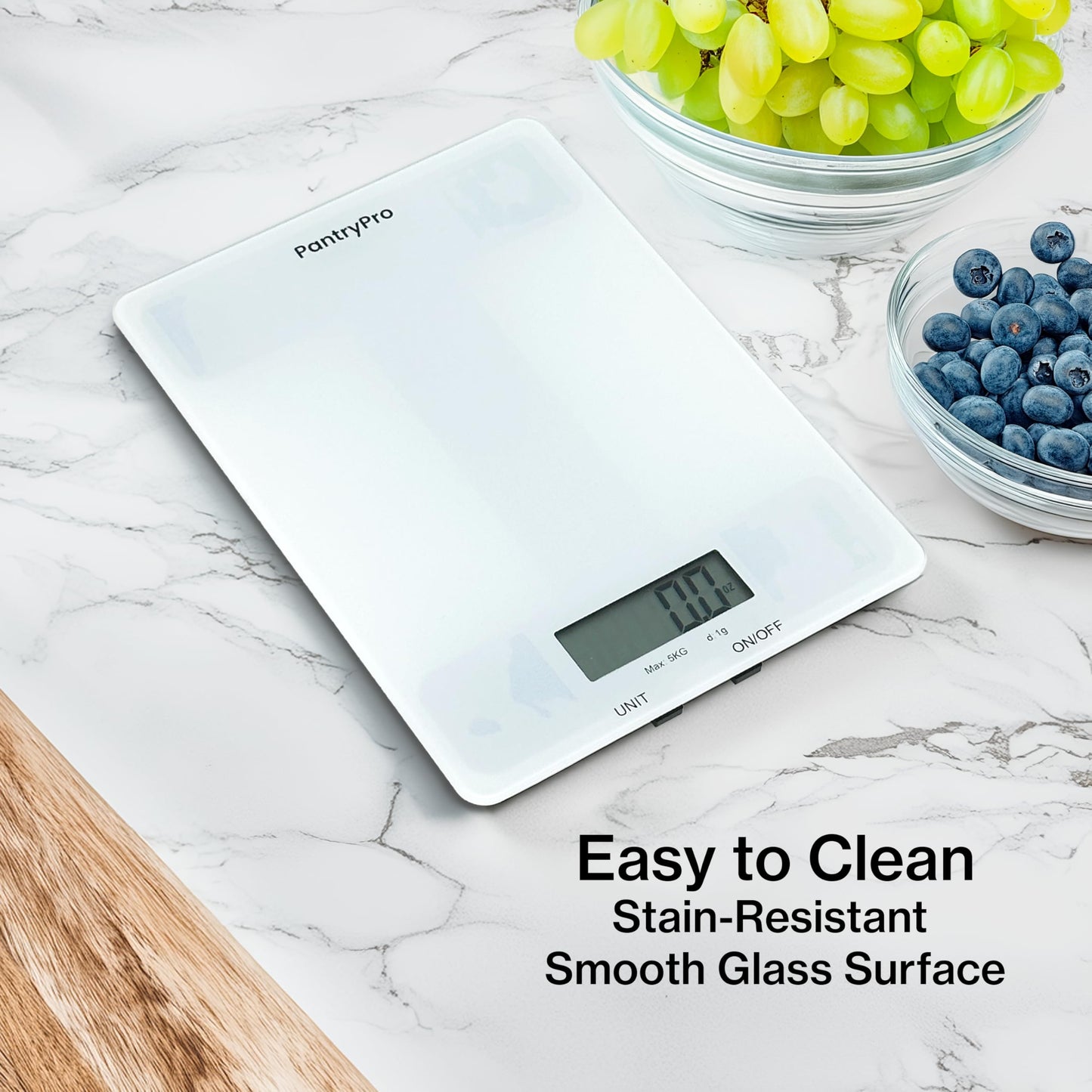 Glass Platform Digital Kitchen Scale - for Food Coffee Lab - LCD Display gram Ounces lb:oz fl.oz ml - 11 LB/5 KG Capacity - Battery Included - White by The Display Guys