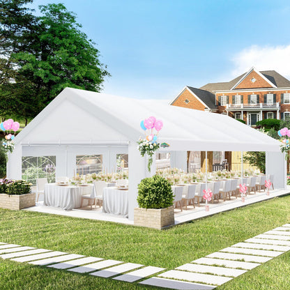 COBIZI 20x30 FT Party Tent Heavy Duty, Large Outdoor Event Tents for Parties with 8 Sidewalls & Built-in Sandbags,Waterproof Wedding Canopy Gazebo Commercial Tent for Carport,Camping,Patio,White
