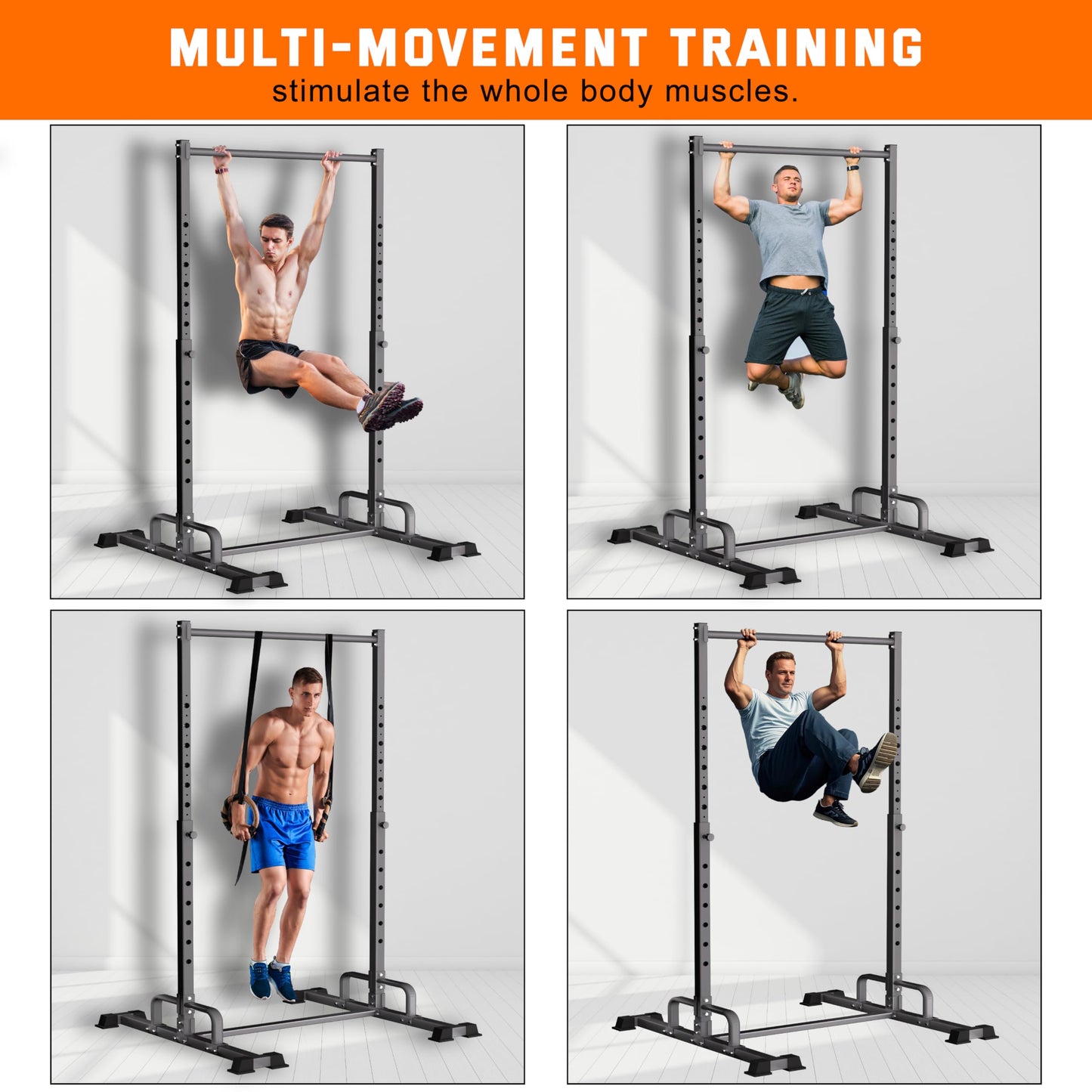HWOOUSA Pull Up Station, Adjustable Pull Up Bar Free Standing Power Racks, Multifunctional Heavy Duty Steel Pull Up Tower, For 2×2" with 1″ Hole Size Squat Rack Accessories, Support 600 LBS Capacity