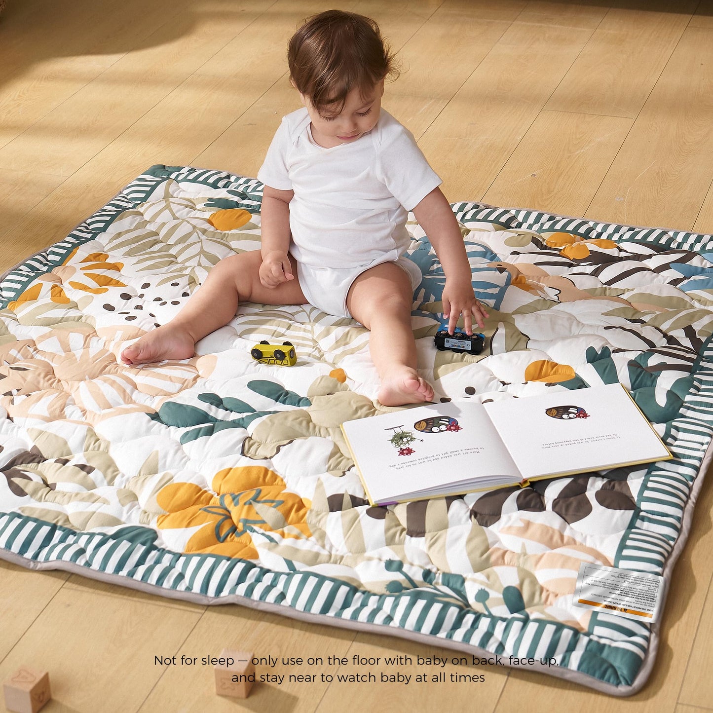 Momcozy Baby Play Mat for Floor, 50x50 Thickened Playpen Mat, Playmate for Baby Tummy Time, Waterproof & Non-Slip, Foldable Outdoor Mat with Carrying Handle, Forest World