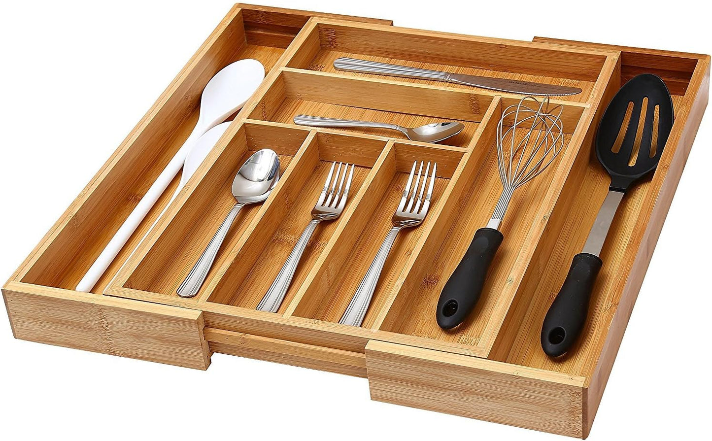 YBM Home Expandable Kitchen Utensil Drawer Organizer, 6-Compartment Flatware Tray, Size 18" Width