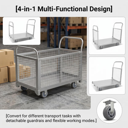 Silver Warehouse Storage Cart, Moving Cart for Large Dogs Travel, 661lb Weight Capacity