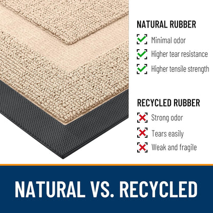 OLANLY Waterproof Front Door Mat - All-Season Indoor/Outdoor Doormat | Sturdy Natural Rubber, Easy Clean, 29.5x17 Off-White