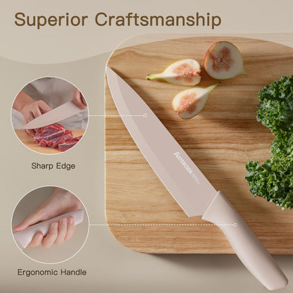 Astercook Knife Set, 13 Pieces Kitchen Knives Set with Healthy Anti-Rust Coating, Dishwasher Safe, Stainless Steel Chef Knife Sets with 6 Blade Guards, Perfect Mothers Day Gifts for Kitchen