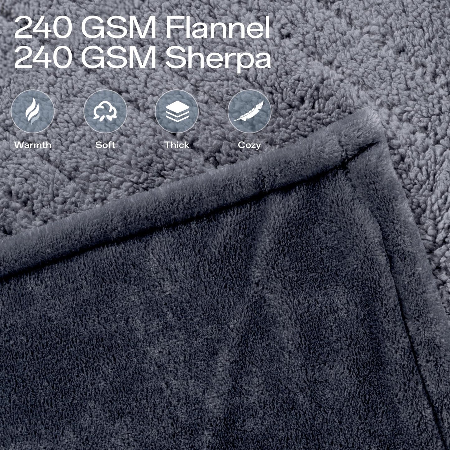 Heated Blanket Twin, Electric Blanket Soft Sherpa Flannel, 10 Hours Auto Shut-off & 8 Fast Heating Levels, Machine Washable ETL Certified, Heating Blanket for Bed & Sofa (62x84 inches, Gray)