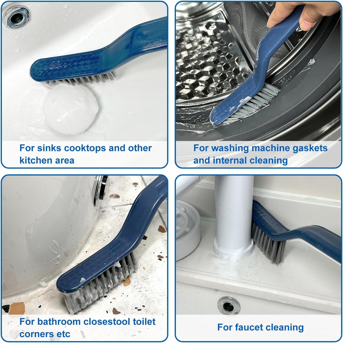 Cleaning Brush, QAGOBDI Hard Bristle Crevice Cleaning Brush for Household, Bathroom Cleaning Tools (2 PCS)