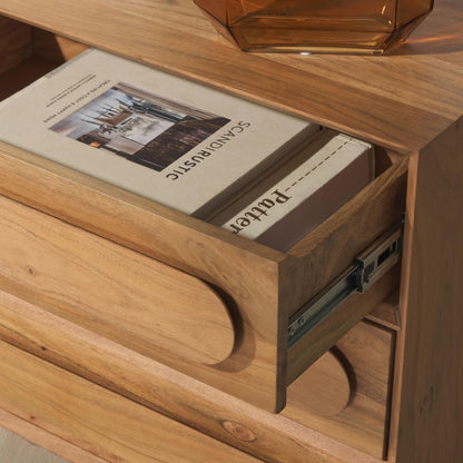 SAFAVIEH Couture Collection Lesliette Natural Brown 3-Drawer Solid Wood Nightstand (Fully Assembled)