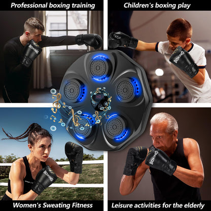 TGLLM Music Boxing Machine, Interactive Punching Trainer with Boxing Gloves, Large Size Wall Mounted Electronic Boxing Target for Adult Kids, 9 Modes & 9 Speeds