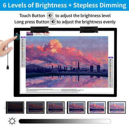 TOHETO Rechargeable A2 Light Pad 23.7"x15.8", Large LED Light Board for Diamond Painting, 3-Color Modes Light Box, Diamond Art Light Table, Lightbox for Tracing and Drawing, Sketching, Artists