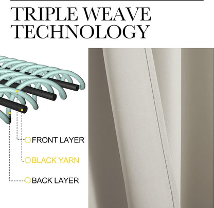 NICETOWN Blackout Curtains for Living Room, Room Darkening Window Panels, Easy-Care Thermal Insulated Drapes