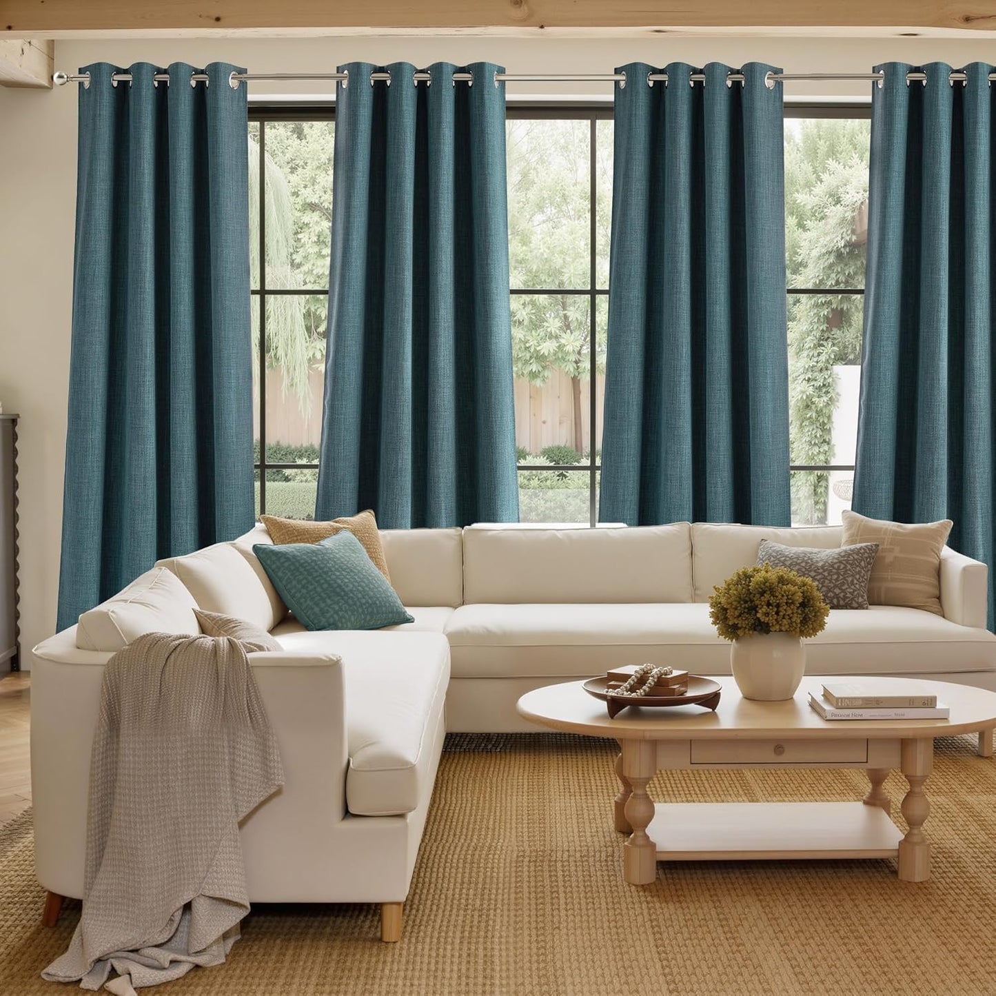 NICETOWN Blackout Curtains - Greyish Blue Privacy Panels for Living Room & Bedroom | 63 Inches Long, 2 Panels