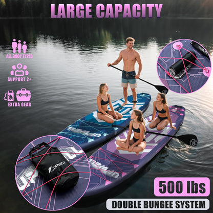 UPWELL 11'6"×35" Extra Wide Inflatable Paddle Board, Stand Up Paddle Board with Kayak Seat, Sup Paddle Boards for Adults, Chipmech Purple