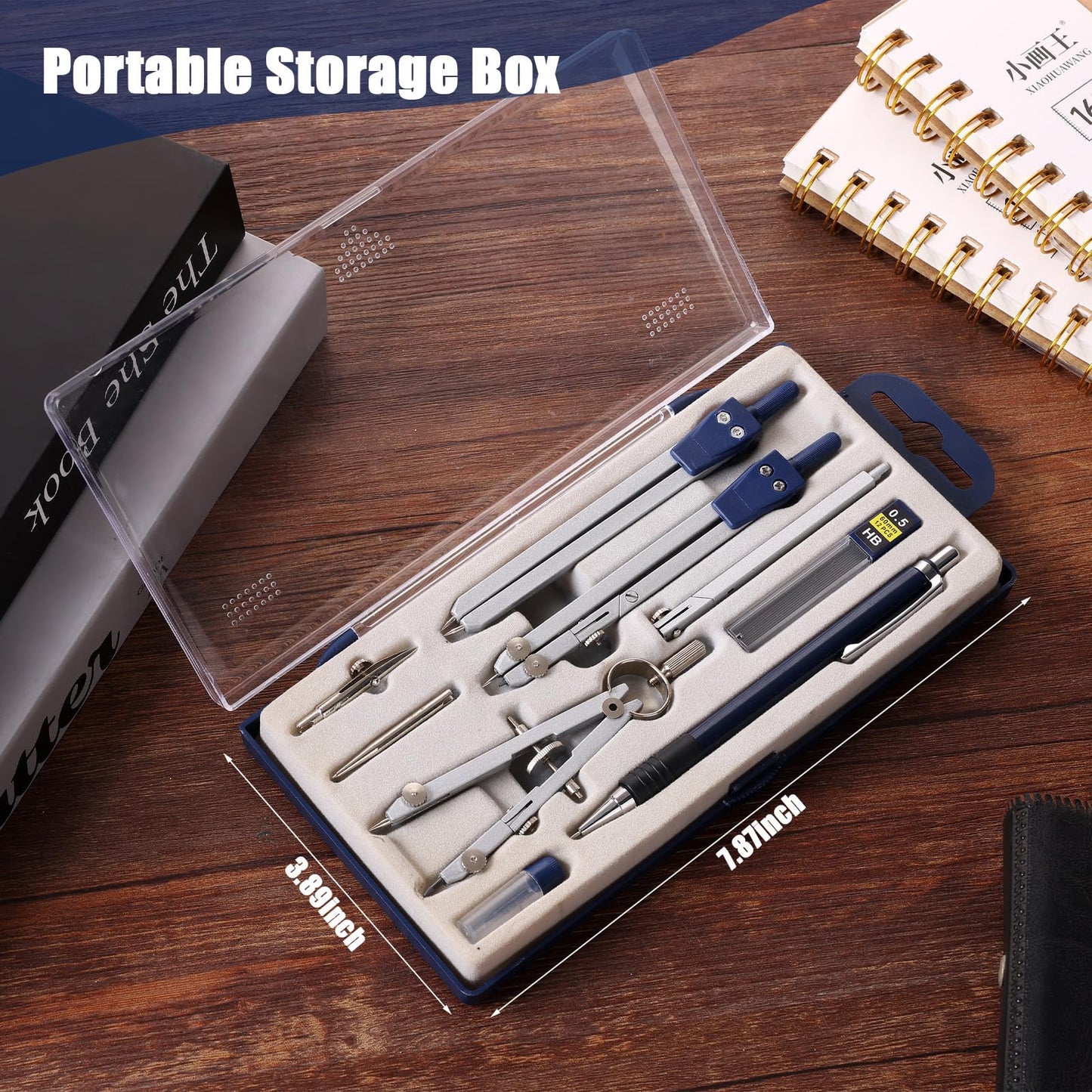 13 Pieces Geometry Set Compass Geometry Tools Math Compass and Protractors Metal Precision Drafting Kit with Storage Box Rulers Pencils Technical Drawing, Engineering & Architecture