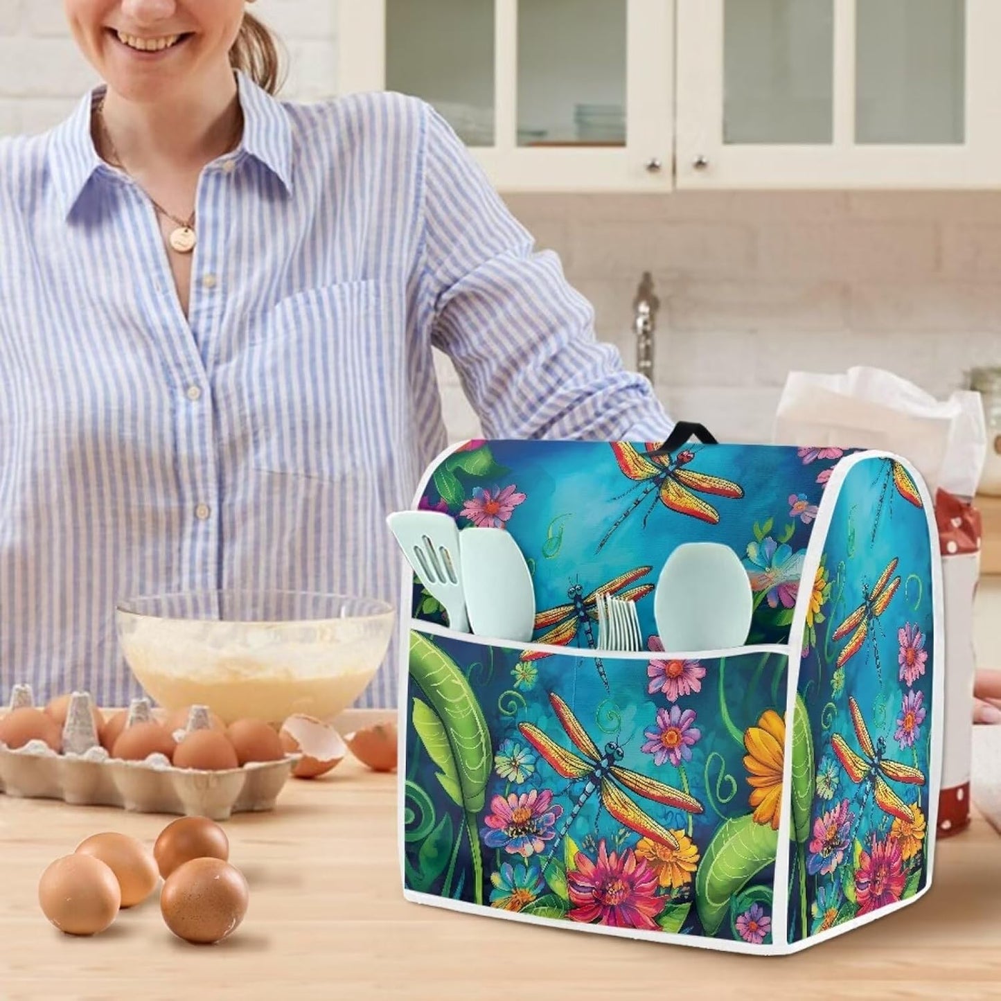 Dragonfly Stand Mixer Cover for Kitchen Aid Mixers, Accessories with Pockets, Suitable for Kitchen Mixer Cover