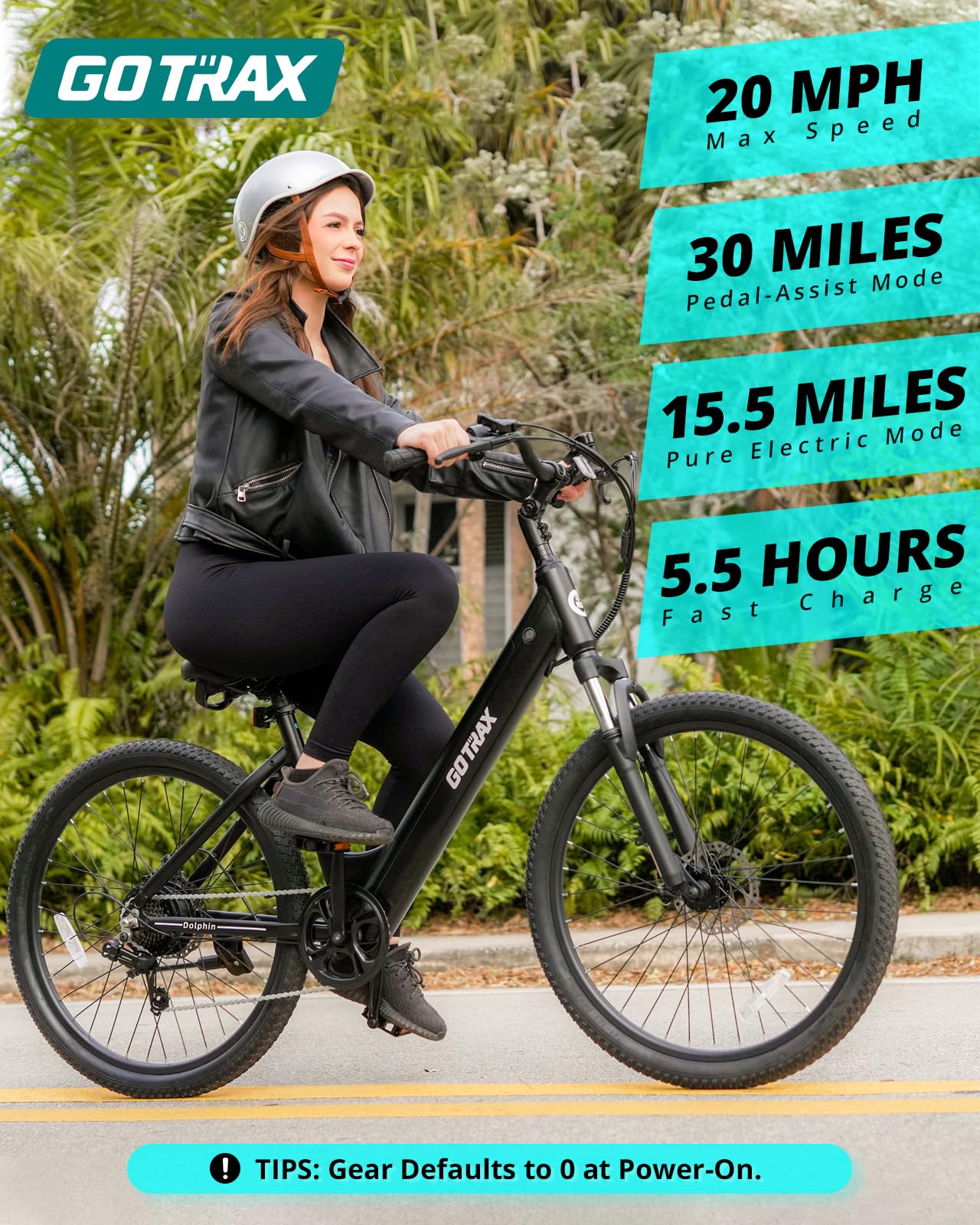 Gotrax 26" Electric Bike, Max Range 30Miles(Pedal-assist1) & 15.5/20Mph Power by 250/350W, 3 Riding Modes & Adjustable Seat, 7-Speed & Front Shock Absorber, Commuter Electric Bicycle for Adults, Black